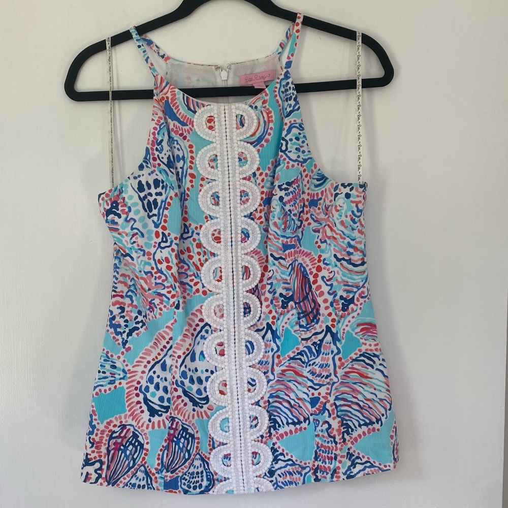 Lilly Pulitzer Blue and Pink Tank Top with Lace